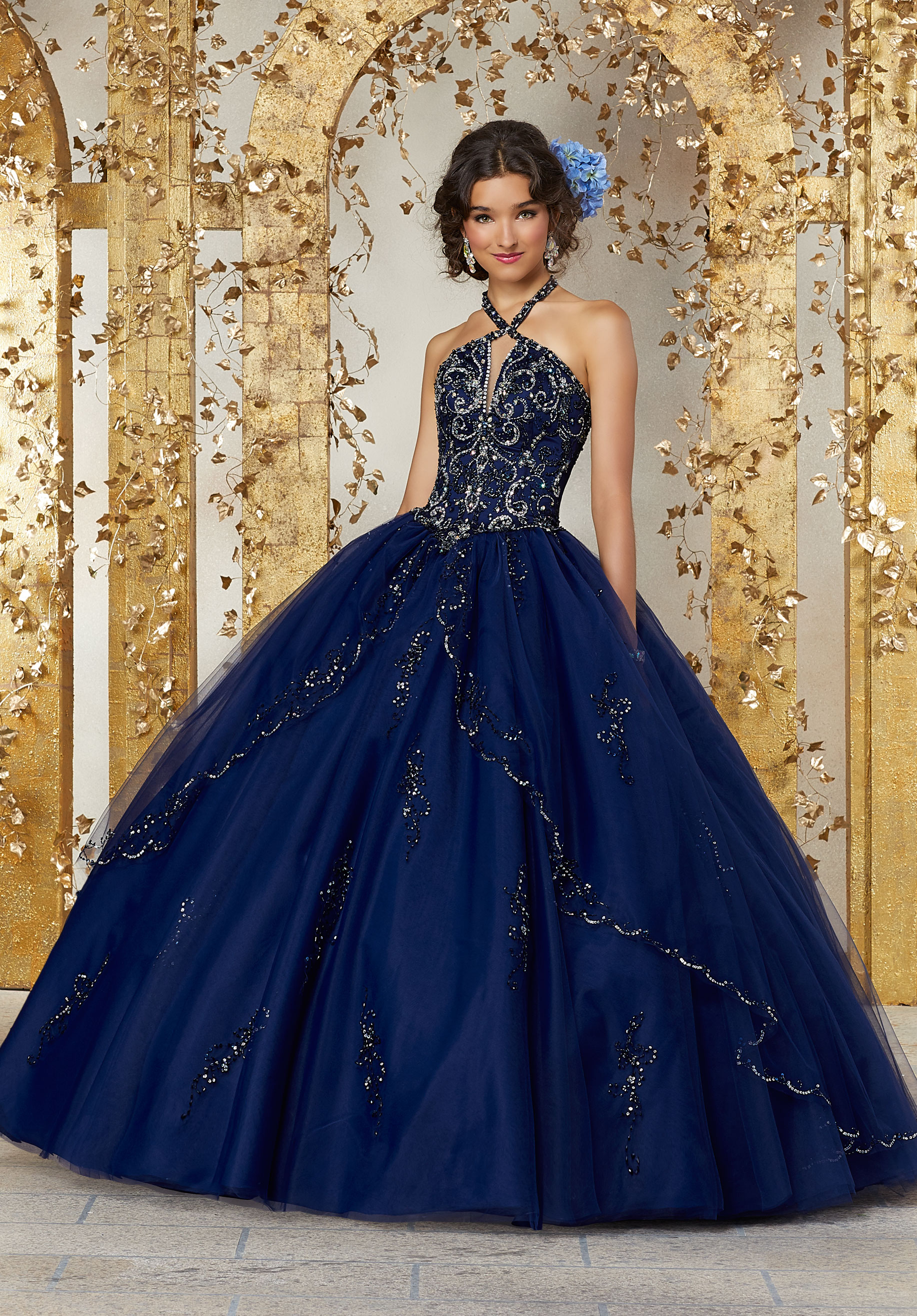 quinceanera dresses blue and silver
