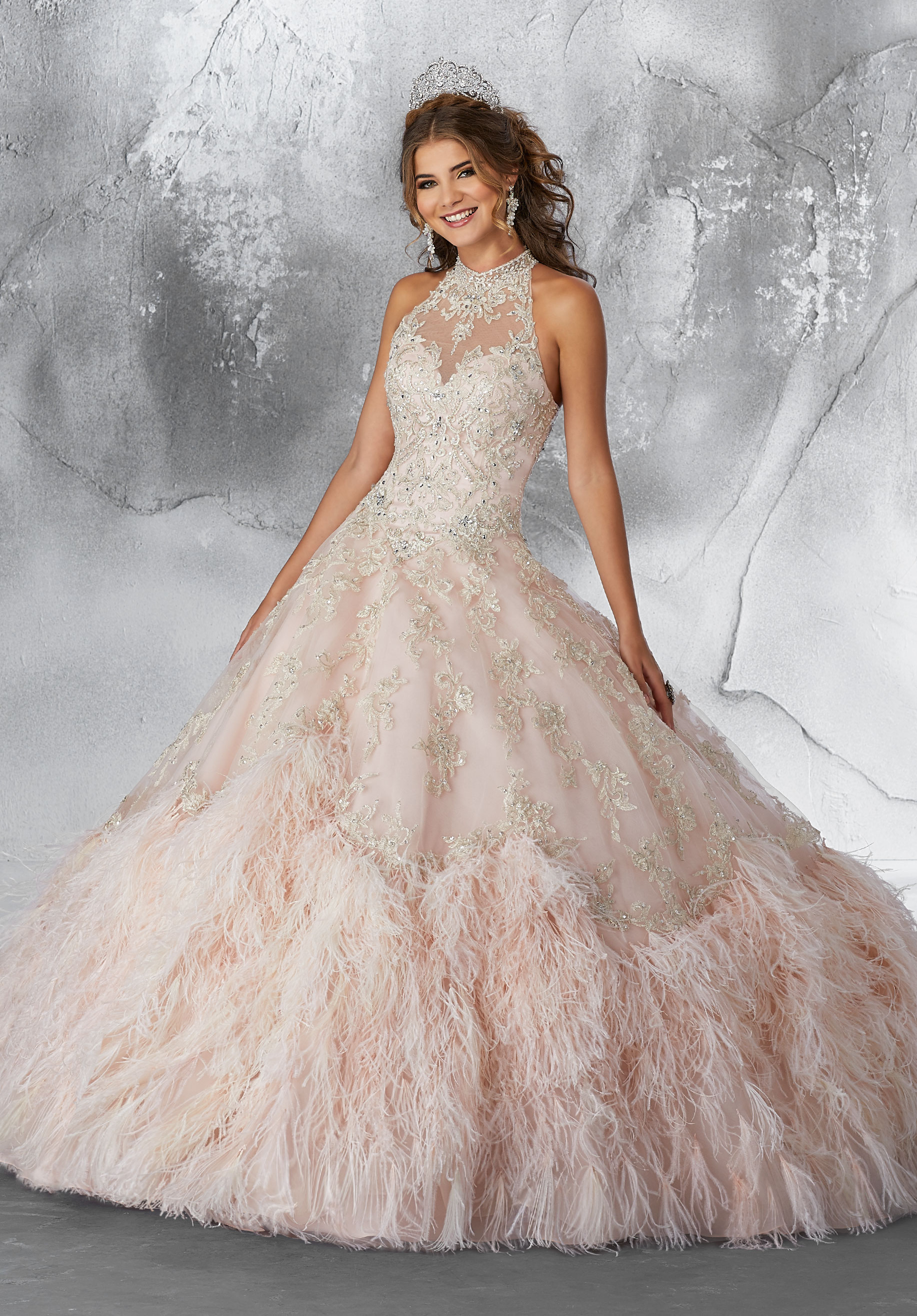 feather ball gown